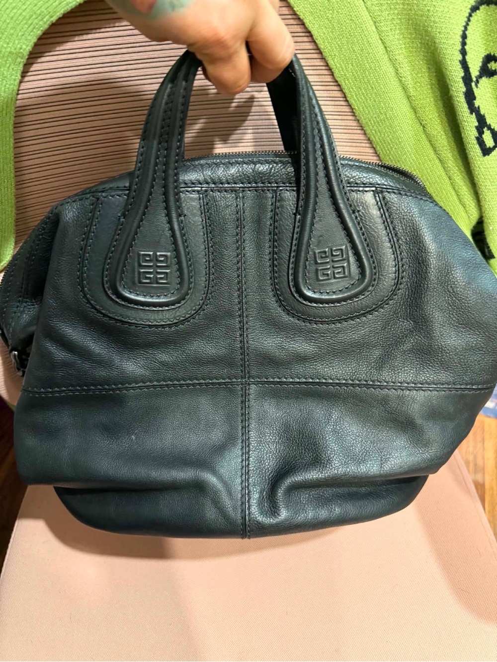 Givenchy Black Leather Nightengale Top-Handle Bag - Picture 2 of 7